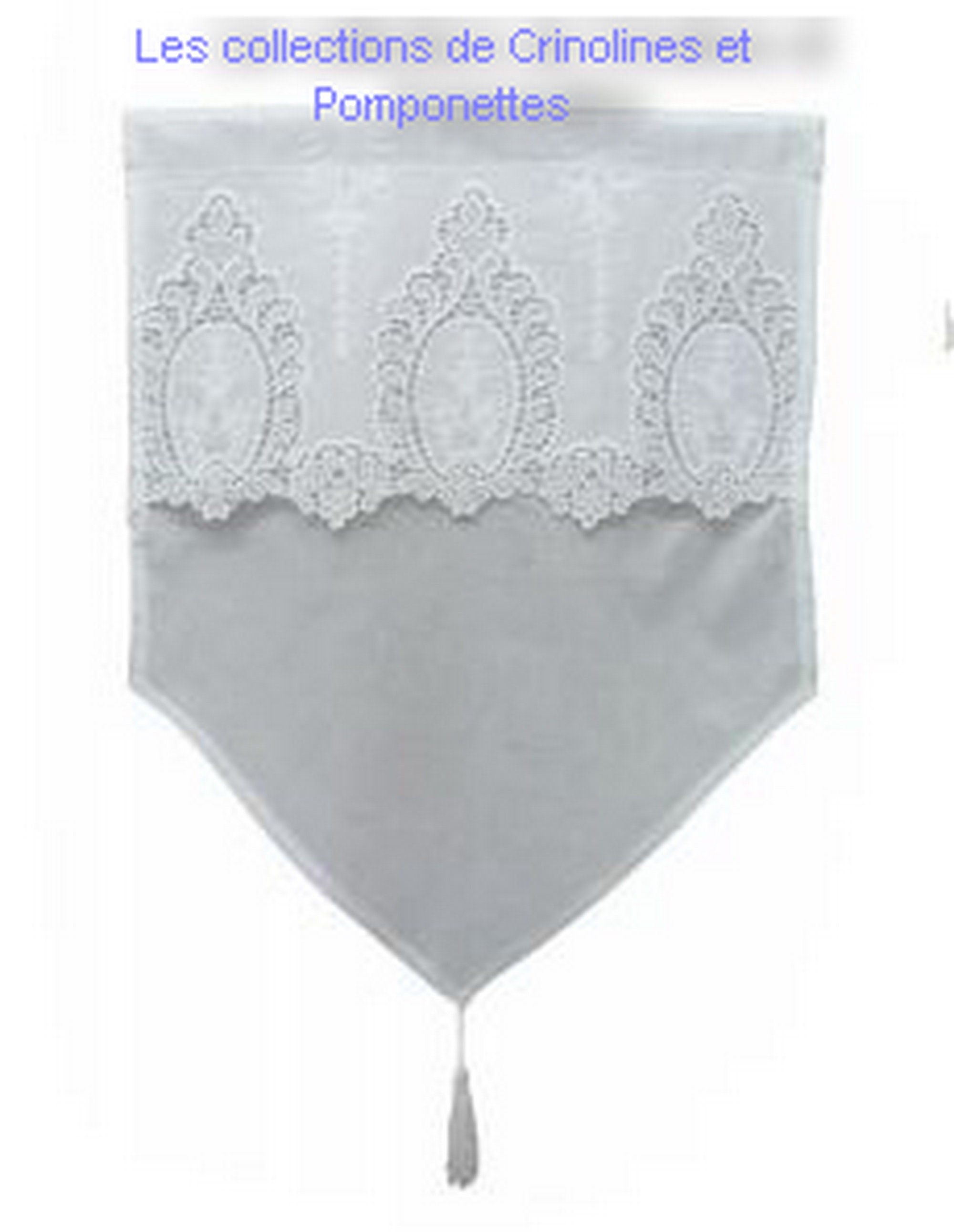 Rideaux Brisebise Brodé sur Voile de Polyester Blanc Bandeau Guipure Lapaire