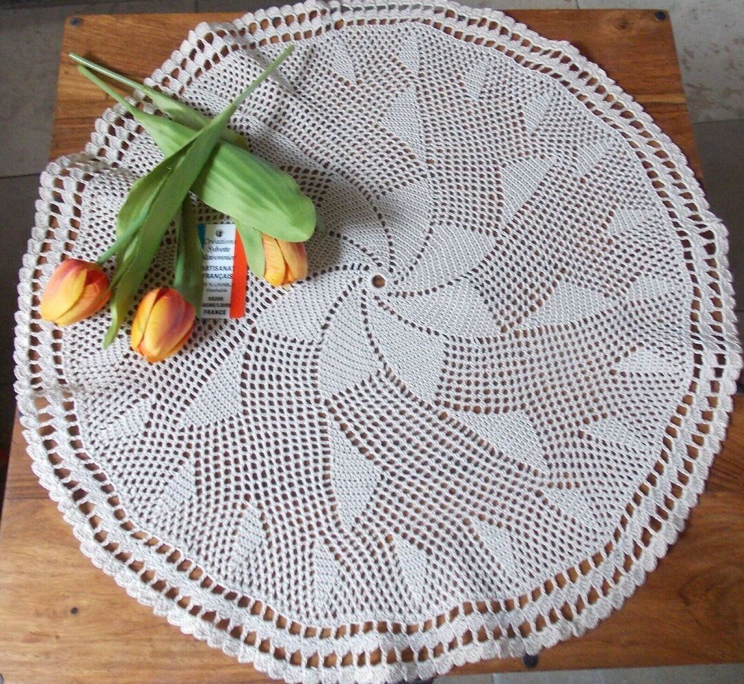 Lot De 5 Napperons Crochet Main - Création Sylvette Raisonnier, Artisanat Français, Coton Perlé