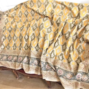 Rectangular ethnic bedcloth/throw 220x250 Kalamkari block print