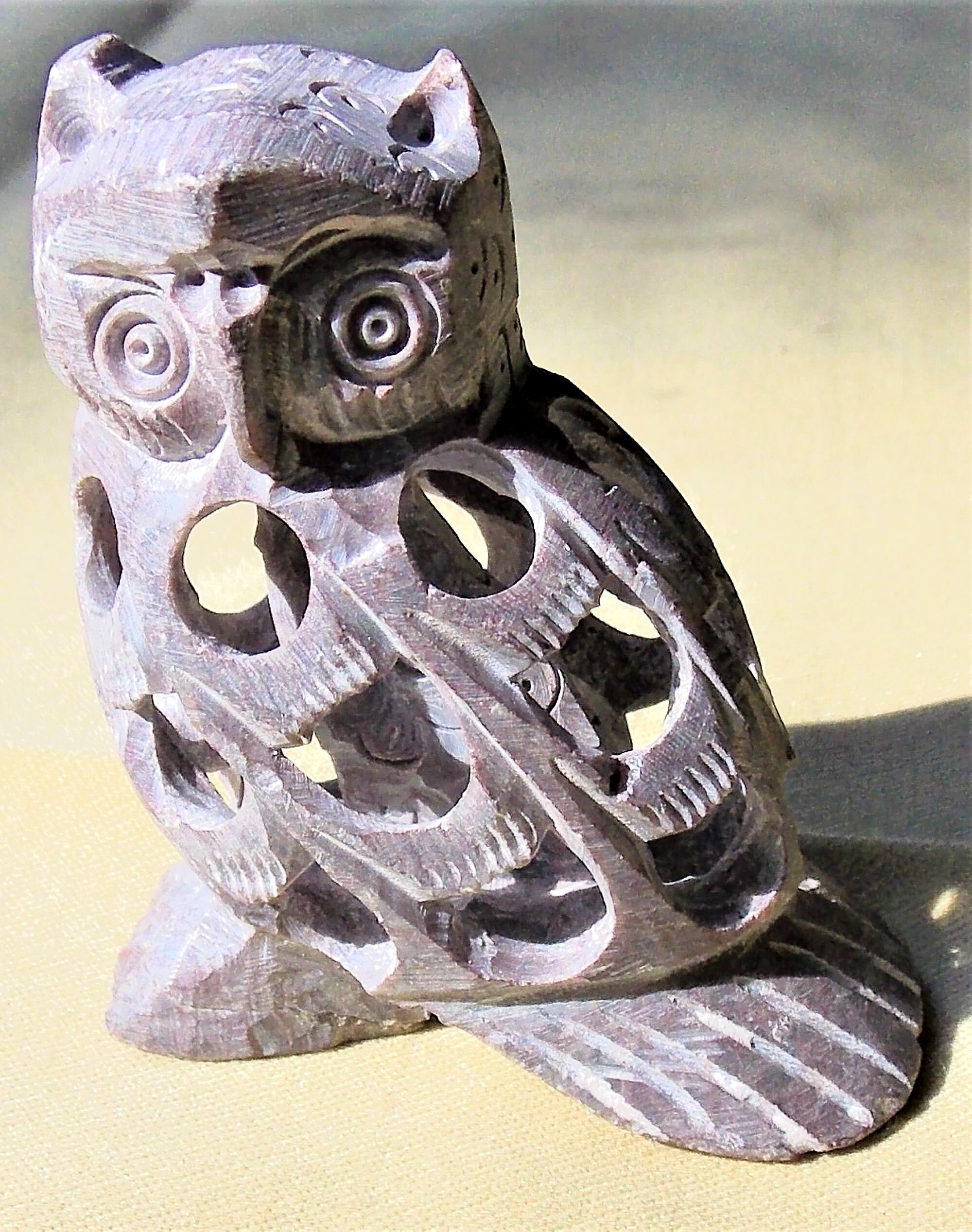 Statuette De Chouette En Pierre Naturelle – Décoration élégante Pour Intérieur Moderne, Bureau Ou étagère