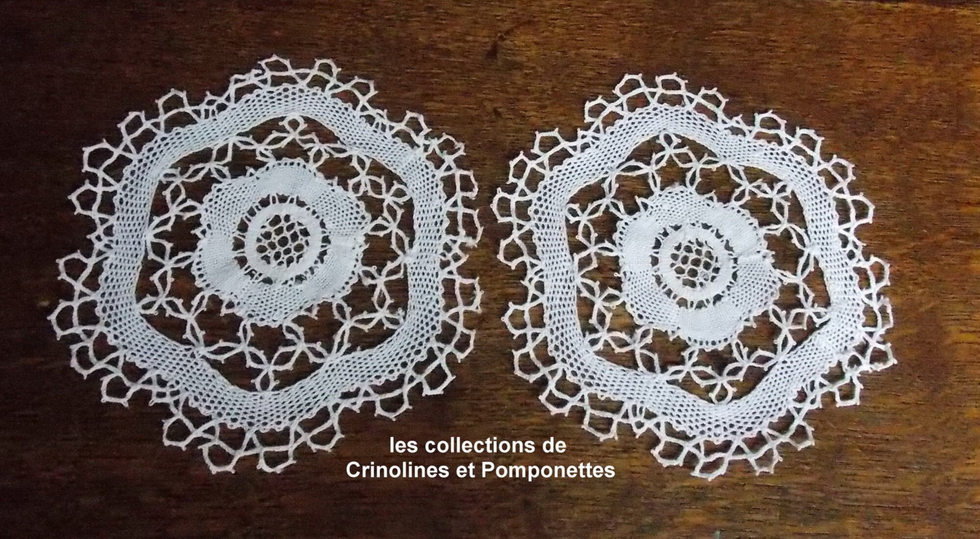 Napperons Dentelle Bruges Aux Fuseaux 2 Ronds Blancs de 14cm