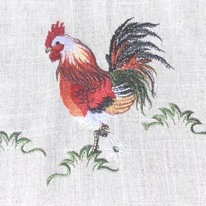 TABLE RUNNER embroidered on rectangular polylinen with pointed finish, roosters 50X150 image 3