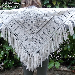 CROCHET SHAWL handmade creation Sylvette Raisonnier French craftsman mosaic bridal shawl on ORDER