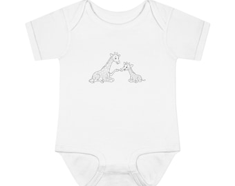 Giraffe Mama and Baby Bodysuit | Infant Onesie, Animal Sketch