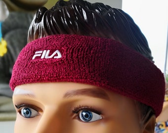 NEW Fila Vintage Tennis Headband - Red with Embroidered logo - High Quality Cotton