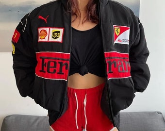 Veste vintage Racing Formula 1 Nascar Team Race Style - Idée cadeau unisexe - Année 2000 entièrement brodée