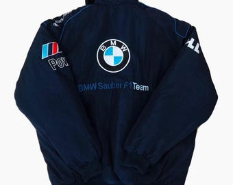 Premium Embroidered Retro Racing Winter Jacket: Vintage Motorsports Unisex Gift