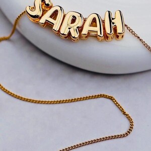 3D Letter Bubble Name Necklace by Beceff , Personalized Custom Bubble Letter Necklace , 3D Letter Necklace , Bubble Name Necklace , Personalized Jewelry , Gift for Christmas , 14K gold letter necklace, BUBBLE LETTER CUSTOM NECKLACE, BALLOON LETTERS 3
