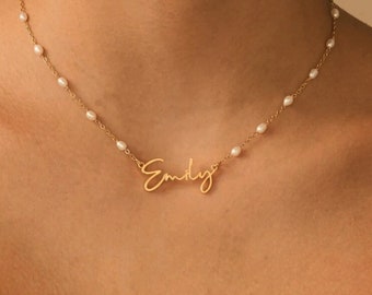 Cursive Name Necklace • Gold Stainless Steel Personalized Jewelry