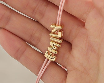 Personalized 3D Bubble Letter Name Bracelet: Gold Custom Jewelry