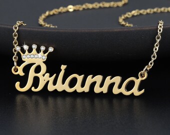 Crown Name Necklace Etsy