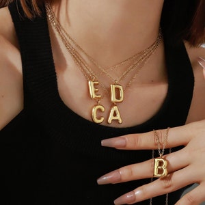 Collar con letras en 3D personalizado de Beceff • Dije con inicial de burbuja en 3D personalizado • Collar con letras en forma de globo brillante • Collar con letras con inicial grande