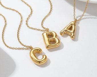 Personalized 3D Letter Necklace by Beceff • Custom Bubble 3D Initial Charm • Glossy Balloon Letter Necklace • Big Initial Letter Necklace