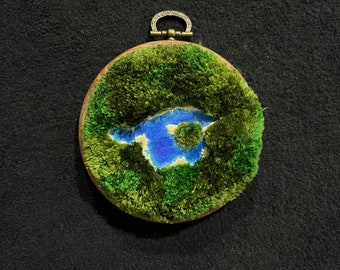 Rainforest Lake Hand Embroidery Design by Beceff® • 4" (10cm) Hoop Wall Decor Landscape Nature Lover Hand Stitching • Aerial Embroidery
