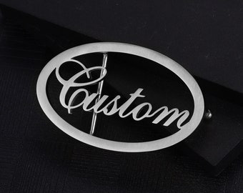 Custom Name Belt Buckle: Personalized Stainless Steel Oval Buckle