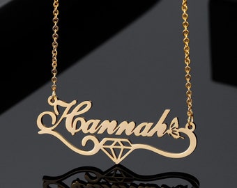 Diamond Butterfly Name Necklace by 