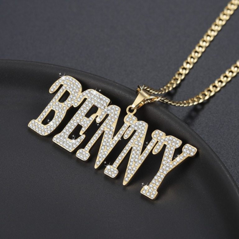 BLINGFACTORY Hip Hop Iced White Gold Plated 4KT Pendant & 10mm 18