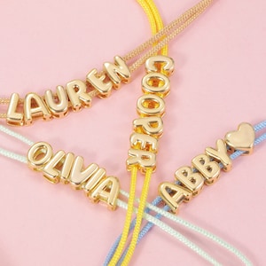 Pulsera con letras en 3D, pulsera con nombre de burbuja, pulsera con letras de burbuja, letras de burbuja personalizadas, regalo para ella, pulsera con letras de burbuja