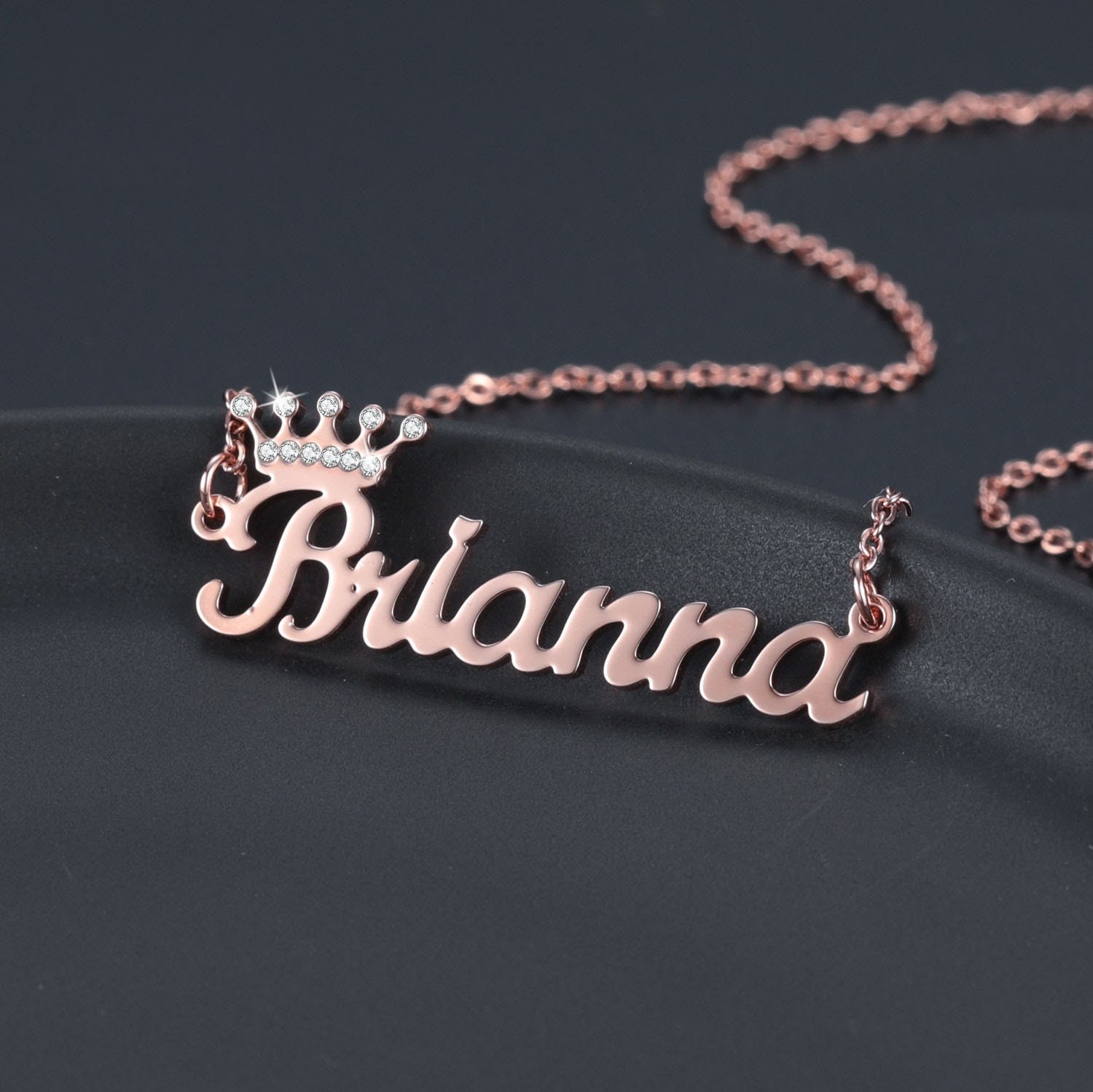 Crystal Crown Name Necklace by Beceff® Personalized Custom - Etsy