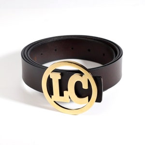 Hebilla de cinturón personalizada con 2 letras de Beceff® • Diseño personalizado de hebilla de cinturón con dos iniciales de letras inglesas y círculo redondeado • Regalo de cumpleaños