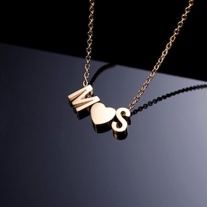 Collar de corazón inicial de Beceff® • Collar de letras iniciales personalizados • Un collar de monograma de plata de oro • Un regalo amoroso para el que amas