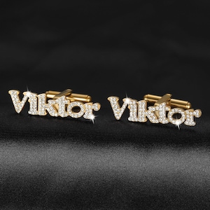 Personalized Iced Out Name Cufflinks: Custom Stainless Steel Shirt Accessories