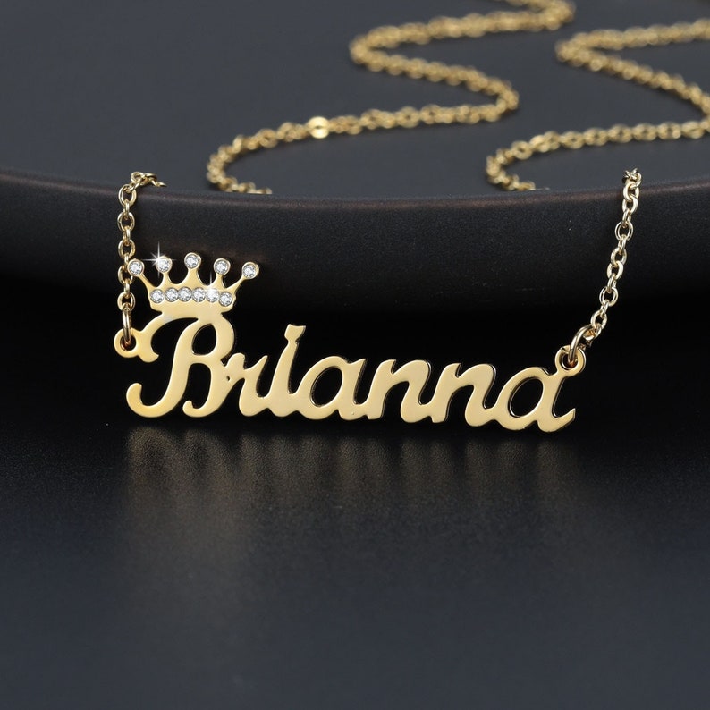 Crystal Crown Name Necklace by Beceff® Personalized Custom - Etsy