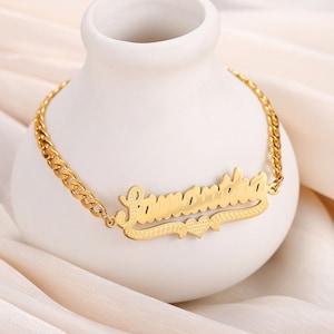 Pulsera de nombre personalizado de corazón de Beceff® • Pulsera colgante de nombre único personalizado • Regalo de joyería a medida para novia, prometido, esposa, niña