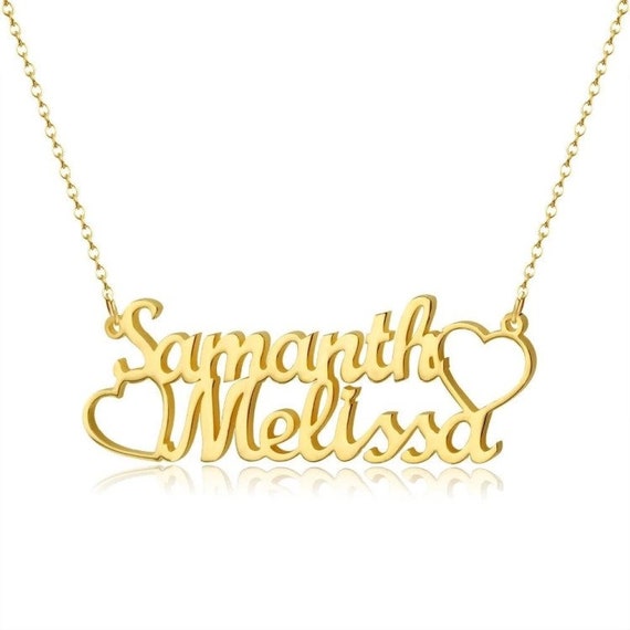 Couple Hearts Name Necklace par Beceff Two Hearts 2 Names Necklace Custom Jewelry Family Loving Gift For Your Wife Girlfriend Daughter