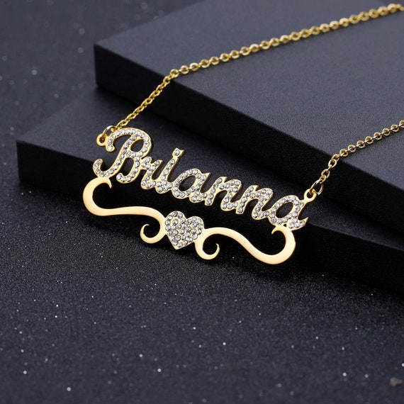 Sparkling Heart Name Necklace by Beceff 