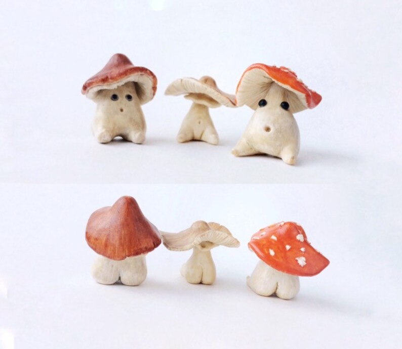 Mushroom figurines fantasy creatures Mushroom miniature Etsy