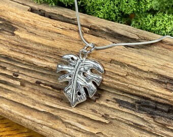 Silver Monstera Leaf Necklace - UK