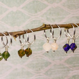 Semi-Precious Gemstone Sterling Silver Huggy Sleeper Hoop Earrings