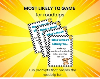 Most Likely To Game for Teens, Road Trip Car Games, Teen Travel Activity, Family Vacation Boredom Buster, Printed and Shipped to you