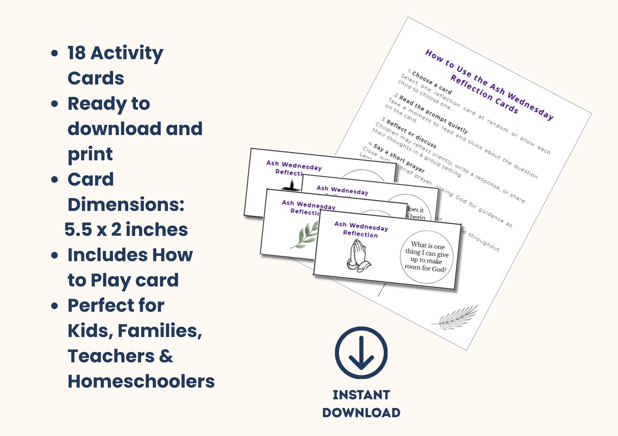 Ash Wednesday Reflection Cards, Classroom Lent Printable, Lent Crafts ...