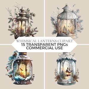 Christmas Whimsical Lantern Clipart / High-Quality PNG / Winter Art For Paper And Digital Crafting / Christmas Card Making  / Xmas