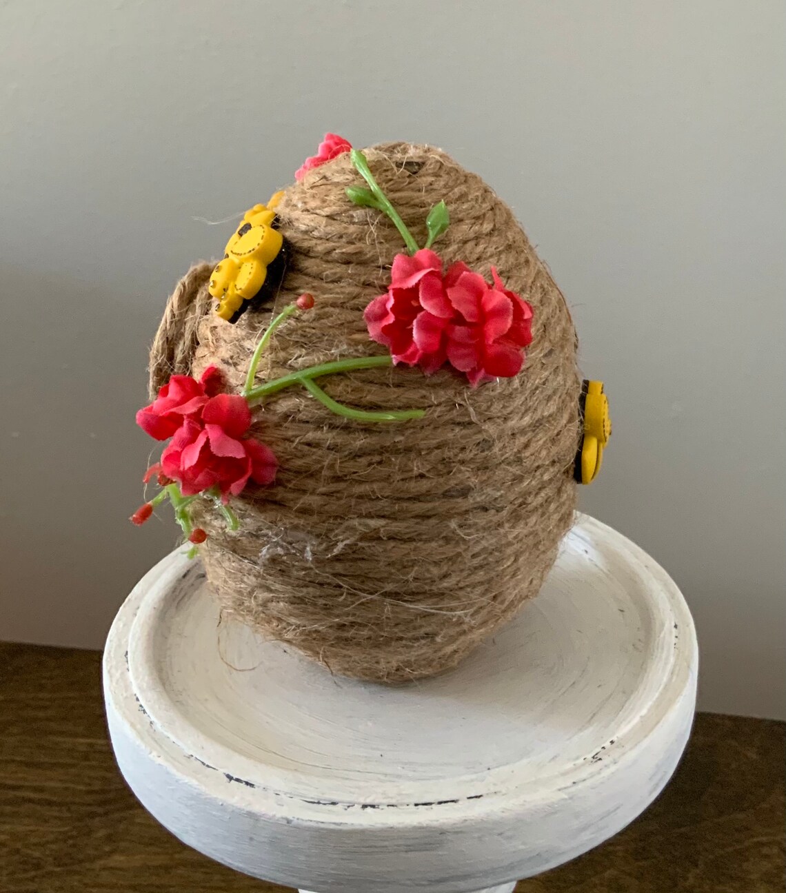 Jute string bee hive flowers and bees. Etsy
