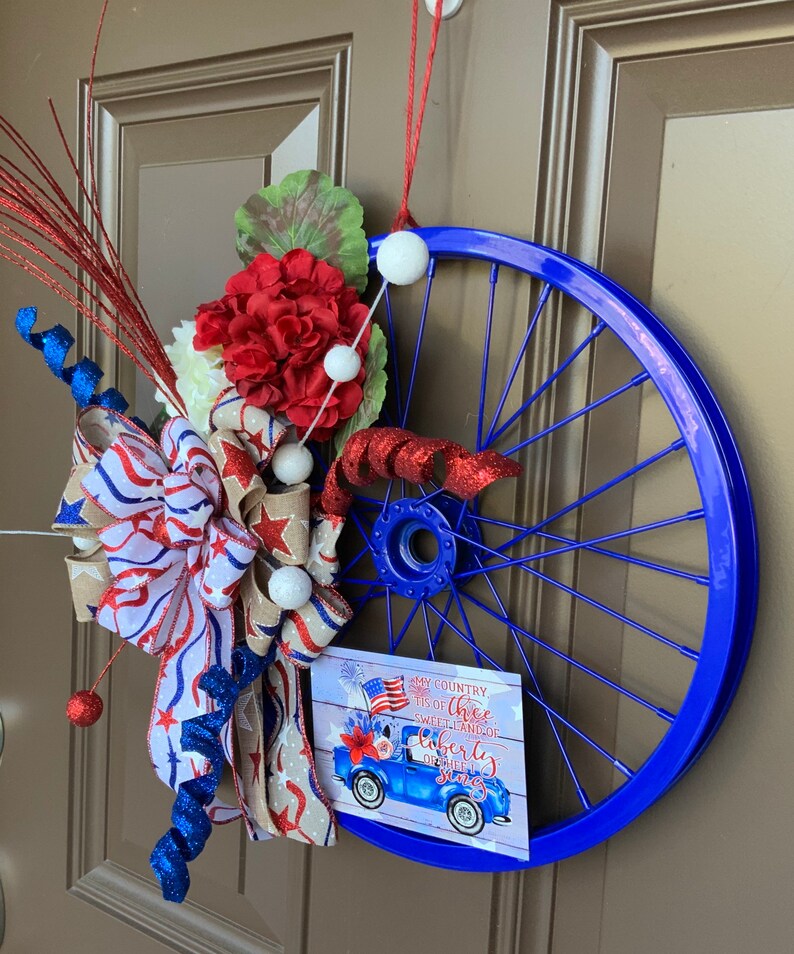 12 Patriotic Bicycle Rim Wreath Etsy