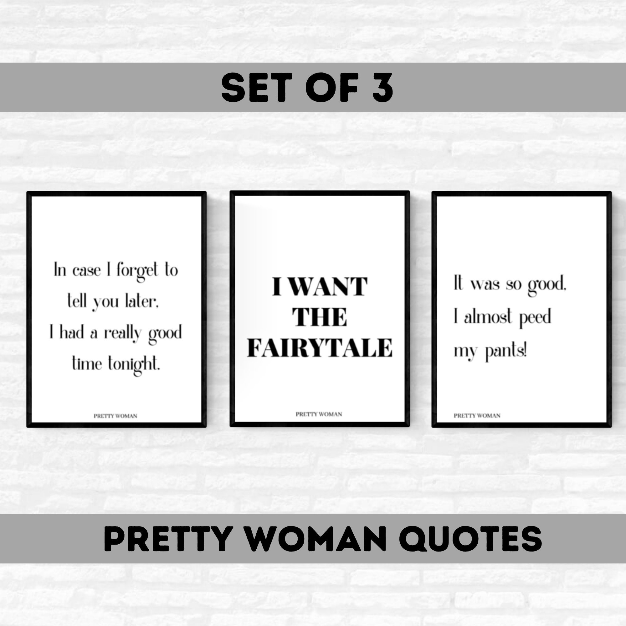 Pretty Woman Film Quote Set Of 3 Movie Quotes Pretty Etsy Singapore