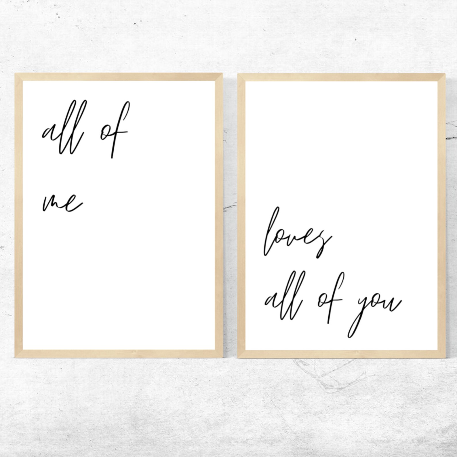 All Of Me Loves All Of You Set of 2 Lyric Print / Love Song | Etsy