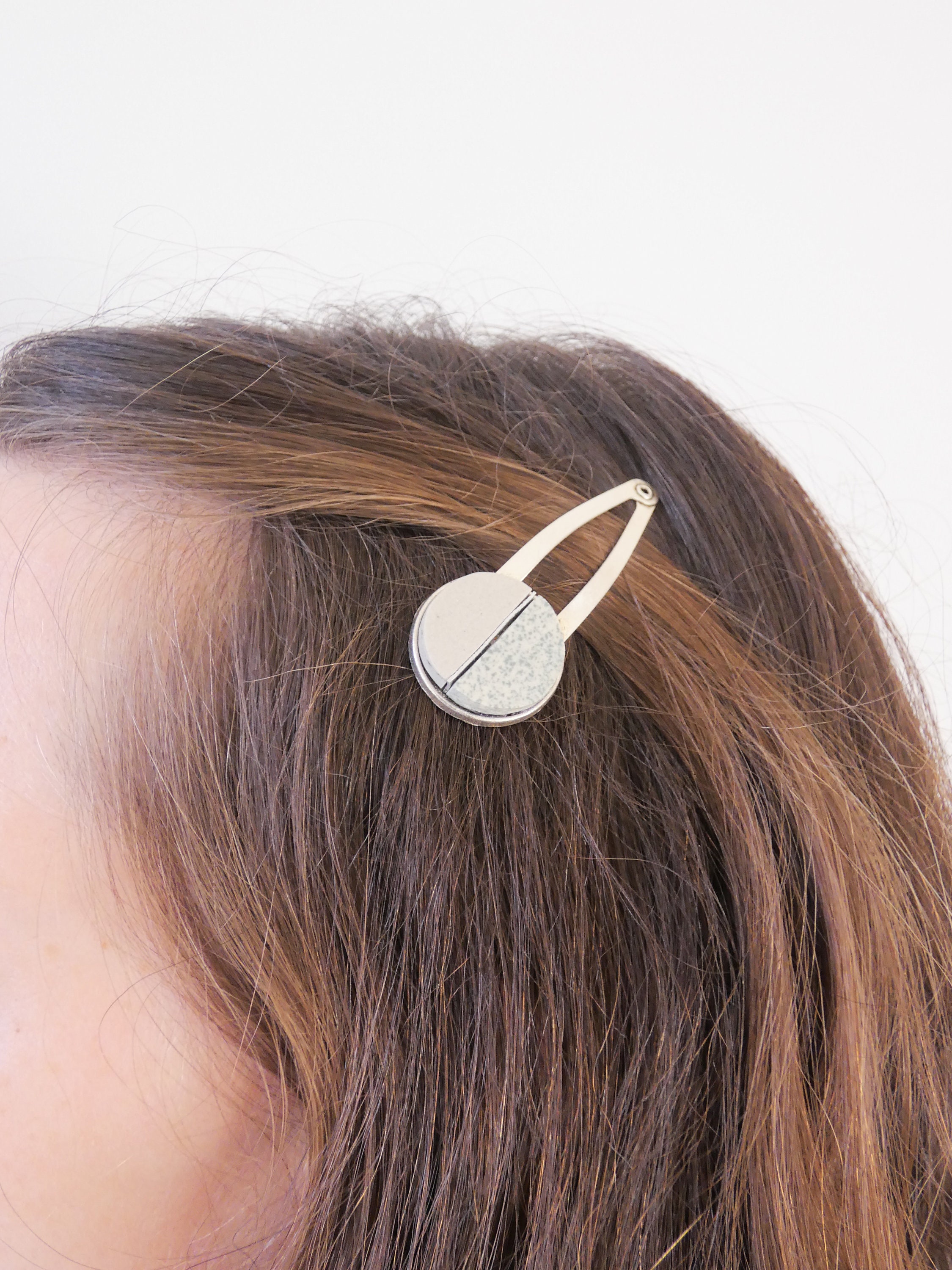 Brass or Sterling Silver Saturn Hair Slide Two Piece Hair Holder