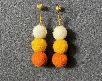 Handmade felted earrings dangle