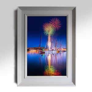 Derry Clipper Festival Print  Fireworks Display in Derry  Maritime Art Decor