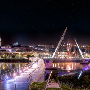 Peace Bridge Art Print  Derry City Northern Ireland  Scenic Home Decor