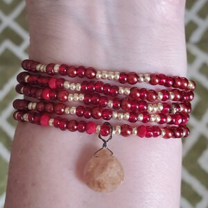 Spicy Cinnamon:  Beaded wrap bracelet, beaded necklace, bracelet, necklace, jewelry, gifts for women, wrap bracelet