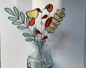 Boeket glas in lood bloemen- bloemen van glas - kunstbloemen - cadeau trouwdag