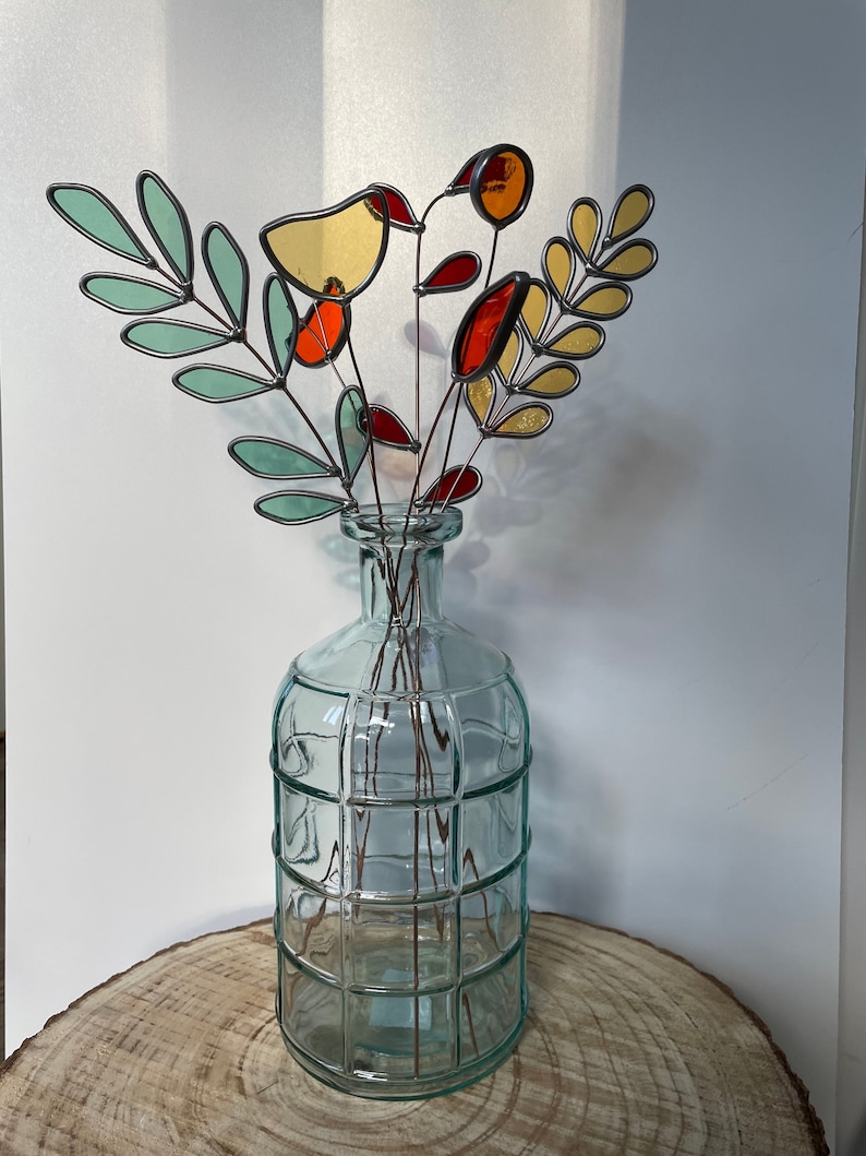 Boeket glas in lood bloemen bloemen van glas kunstbloemen cadeau trouwdag image 1