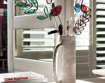 Ramo de flores de vitral hecho a mano – Arte floral atrapasol