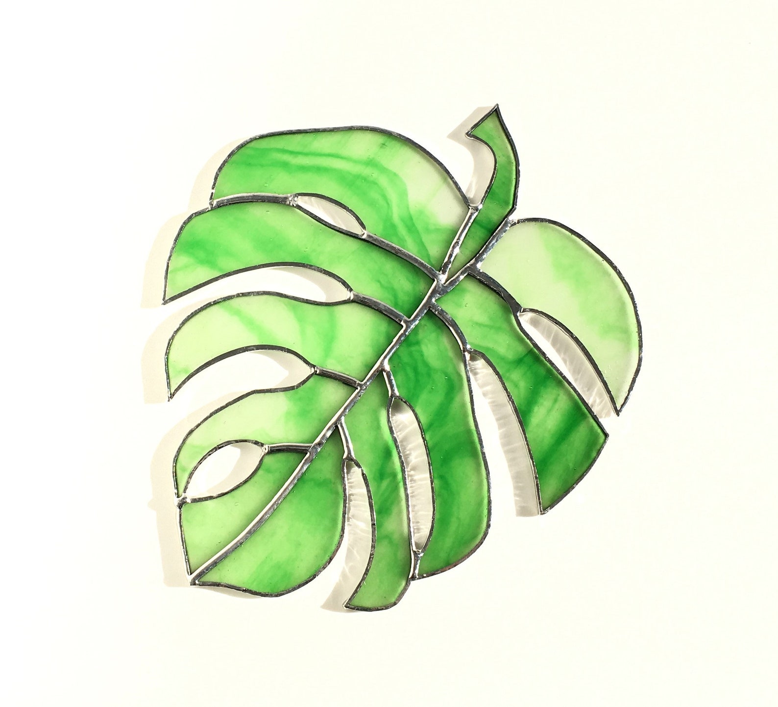 Stained Glass Monstera Leaf Wall Art Tropical Vibe Etsy