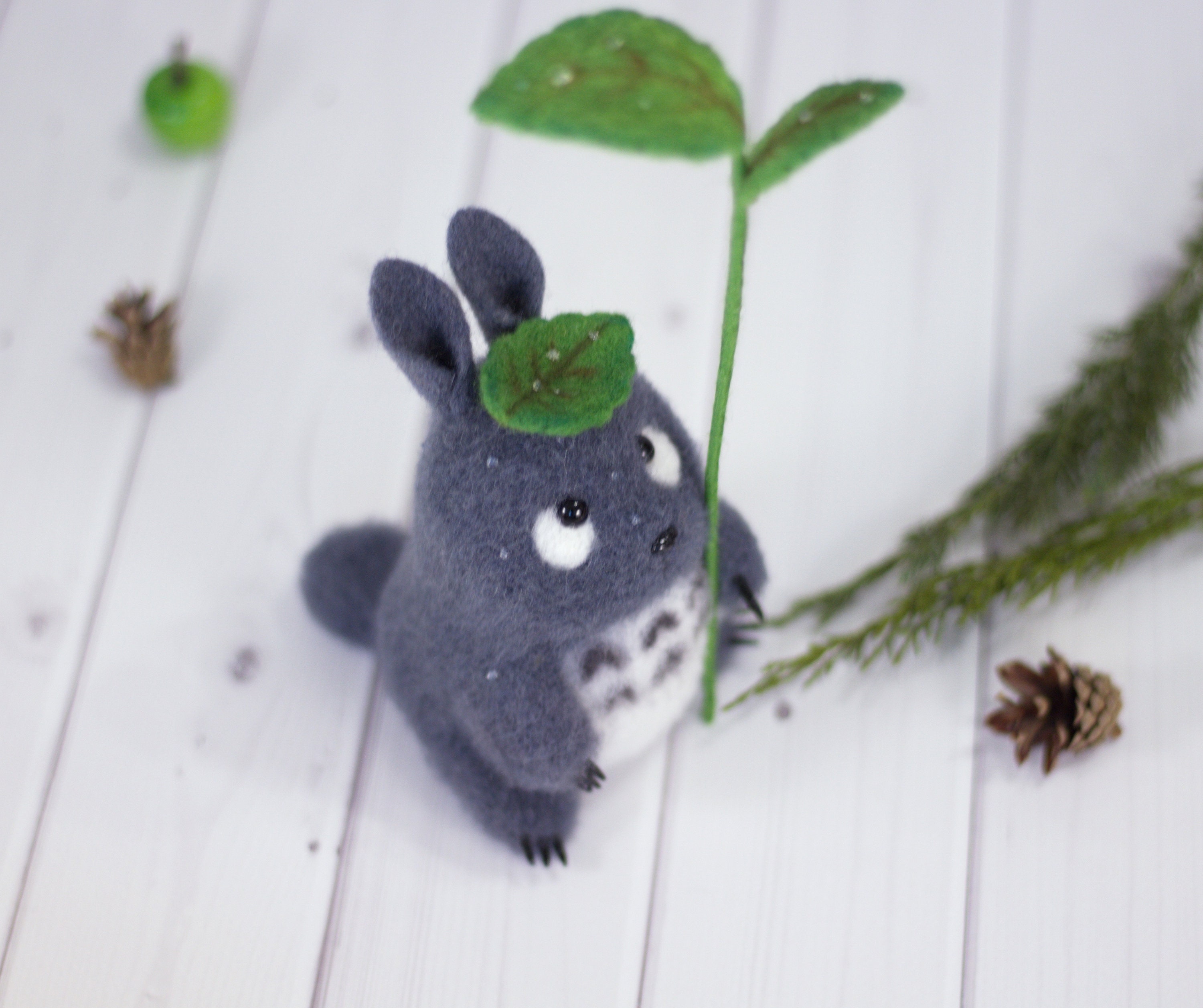 Needle Felted Totoro Toy Felted Anime Hero My Neighbor Etsy